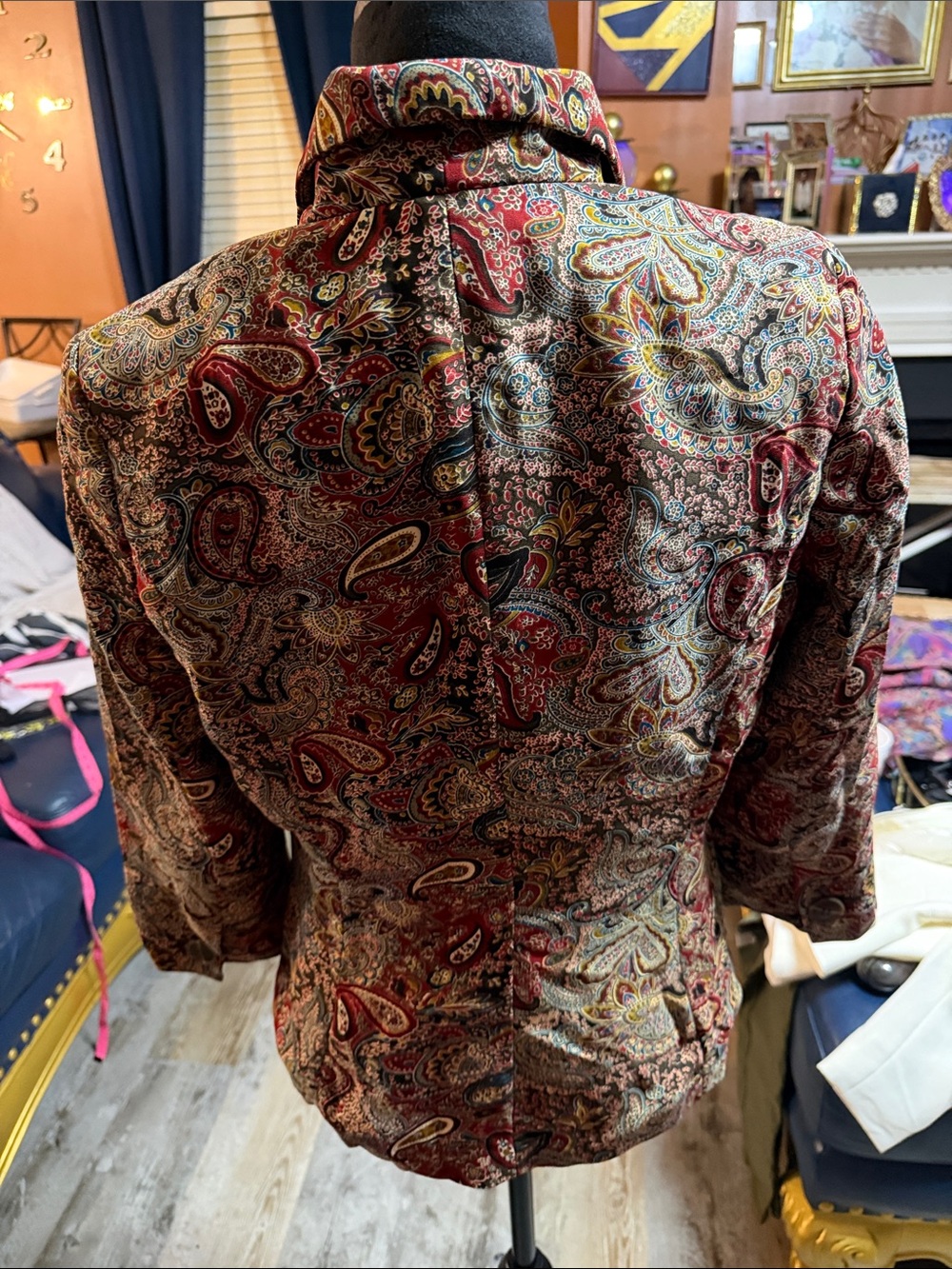 Chapter One Vintage Style Paisley Women's Blazer - Red Multicolor - Picture 6 of 13